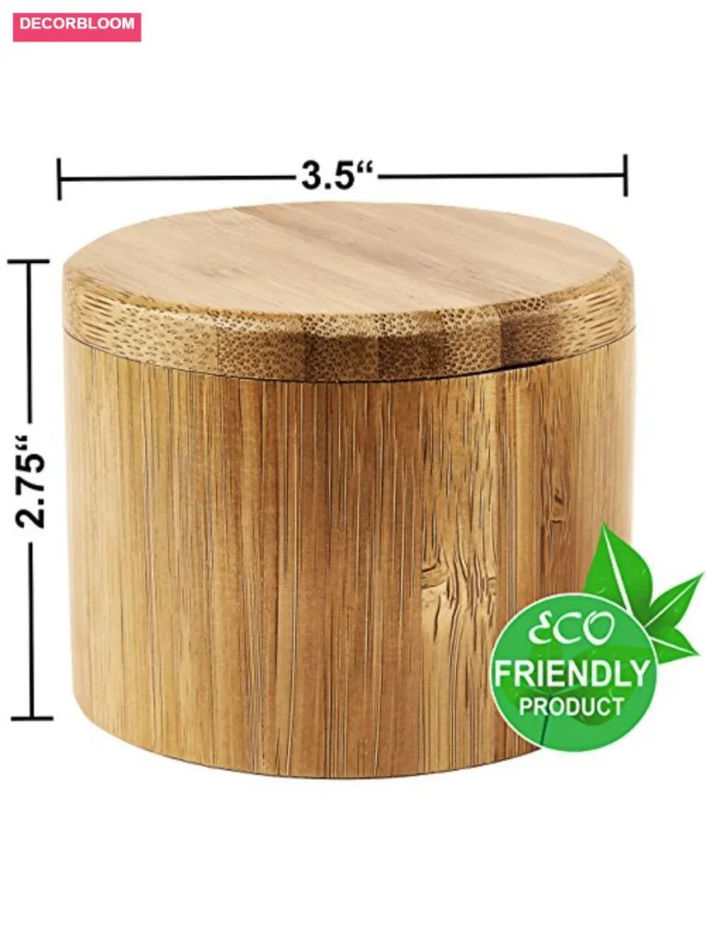 Premium Bamboo Salt and Pepper Bowls - Magnetic Swivel Lids Spice Containers